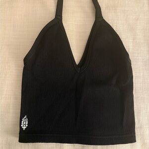 FP Movement Black Tank Top with Plunging V-Neck